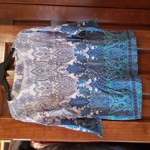 Chico's Size 3 Blue Pattern Bling Top